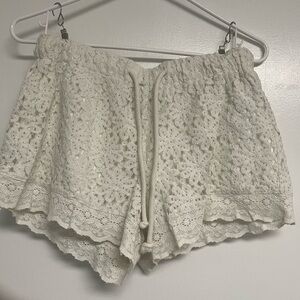Lace, white shorts
